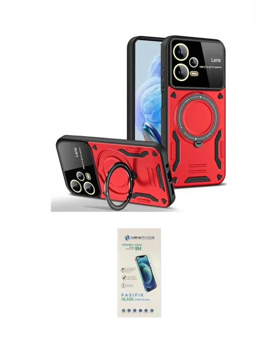 ieg™ Redmi Note 12 Pro 5G Kılıf Kıvılcım Modern Serisi - Şeffaf Pasifik Cam Ekran Koruyucu