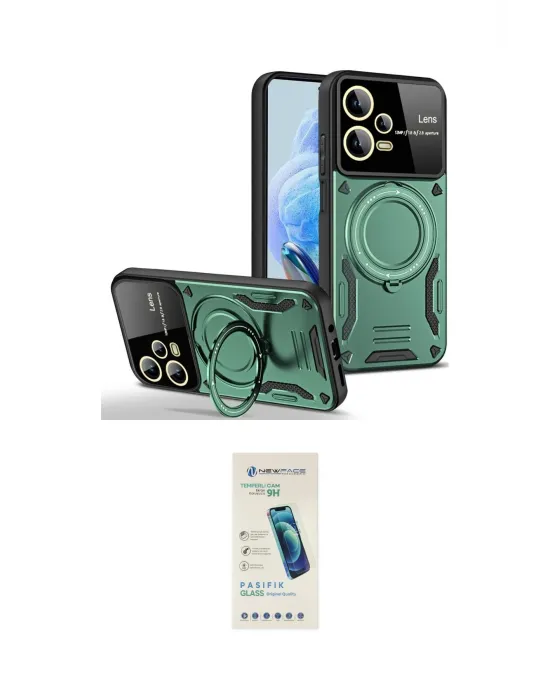 ieg™ Redmi Note 12 Pro 5G Kılıf Kıvılcım Modern Serisi - Şeffaf Pasifik Cam Ekran Koruyucu