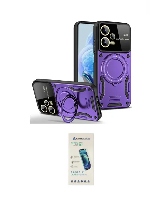 ieg™ Redmi Note 12 Pro 5G Kılıf Kıvılcım Modern Serisi - Şeffaf Pasifik Cam Ekran Koruyucu