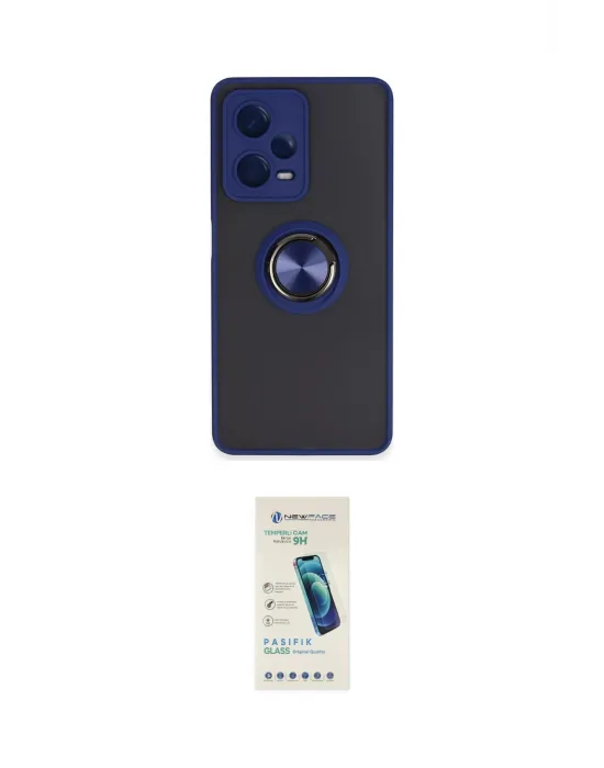 ieg™ Redmi Note 12 Pro 5G Kılıf Yörünge Çizgi - Şeffaf Pasifik Cam Ekran Koruyucu