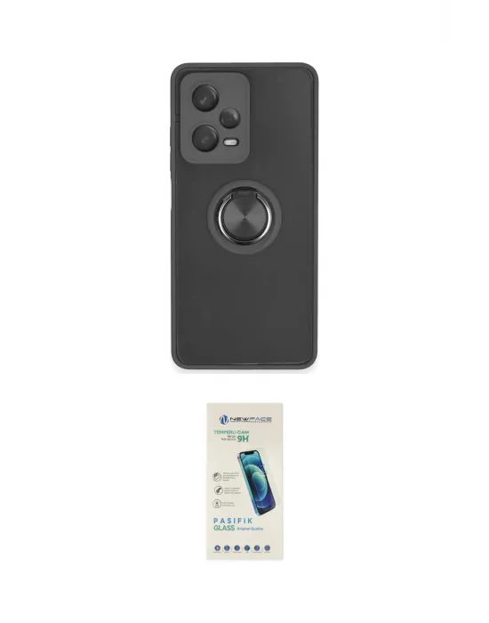 ieg™ Redmi Note 12 Pro 5G Kılıf Yörünge Çizgi - Şeffaf Pasifik Cam Ekran Koruyucu