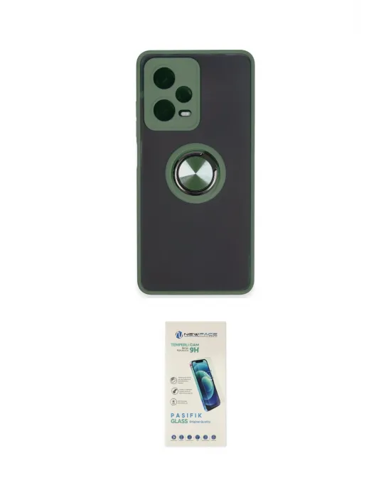 ieg™ Redmi Note 12 Pro 5G Kılıf Yörünge Çizgi - Şeffaf Pasifik Cam Ekran Koruyucu