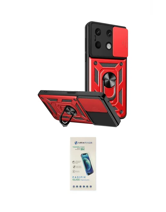 ieg™ Redmi Note 13 4G Kılıf Ahenk Klasik - Şeffaf Pasifik Cam Ekran Koruyucu