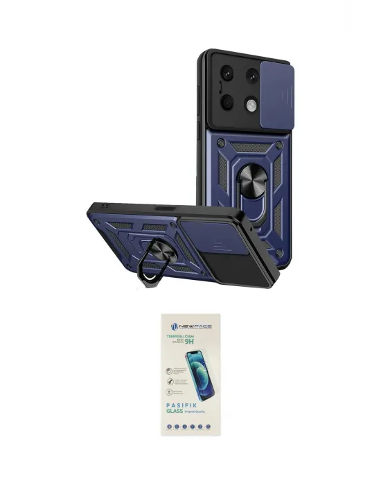 ieg™ Redmi Note 13 4G Kılıf Ahenk Klasik - Şeffaf Pasifik Cam Ekran Koruyucu