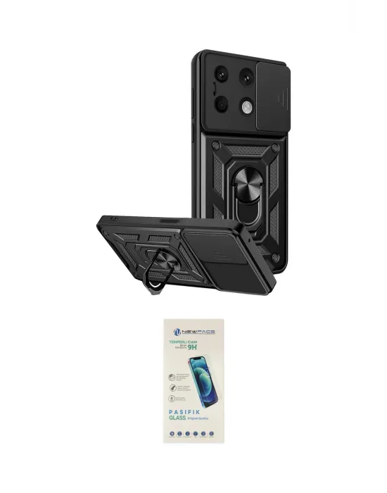 ieg™ Redmi Note 13 4G Kılıf Ahenk Klasik - Şeffaf Pasifik Cam Ekran Koruyucu