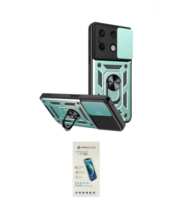 ieg™ Redmi Note 13 4G Kılıf Ahenk Klasik - Şeffaf Pasifik Cam Ekran Koruyucu