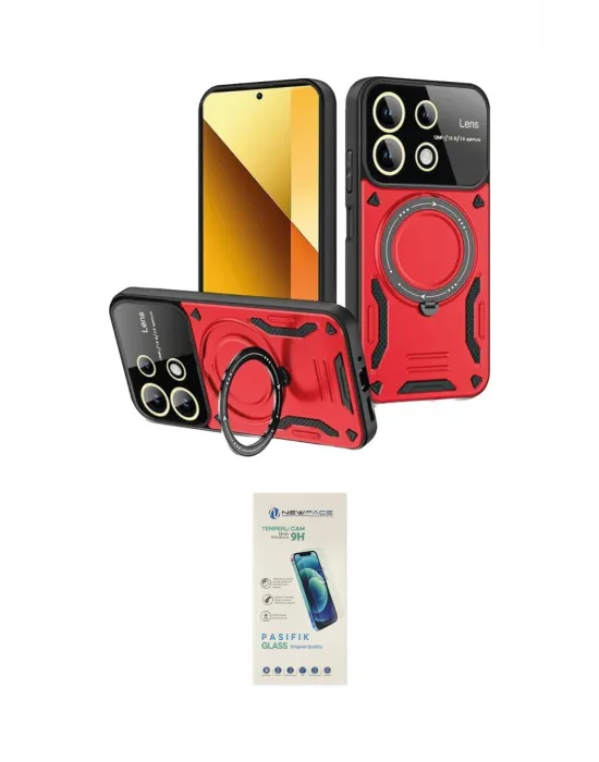 ieg™ Redmi Note 13 4G Kılıf Kıvılcım Modern Serisi - Şeffaf Pasifik Cam Ekran Koruyucu
