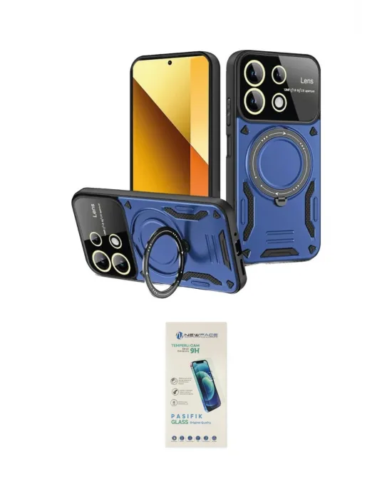 ieg™ Redmi Note 13 4G Kılıf Kıvılcım Modern Serisi - Şeffaf Pasifik Cam Ekran Koruyucu