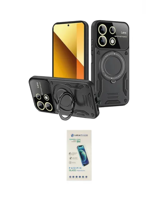 ieg™ Redmi Note 13 4G Kılıf Kıvılcım Modern Serisi - Şeffaf Pasifik Cam Ekran Koruyucu