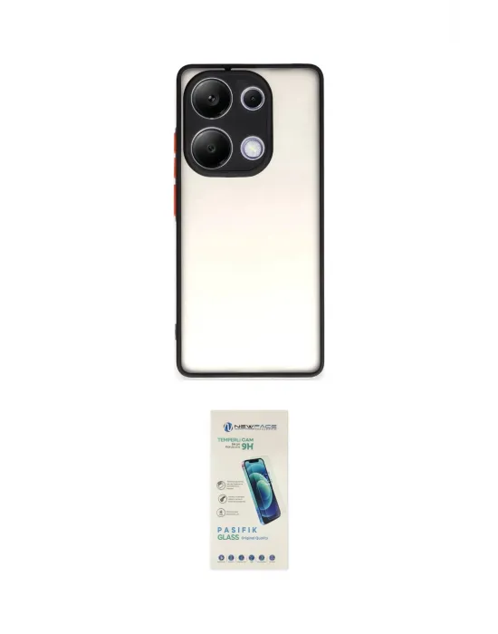 ieg™ Redmi Note 13 Pro 4G Kılıf Ahenk Çizgi Serisi - Şeffaf Pasifik Cam Ekran Koruyucu