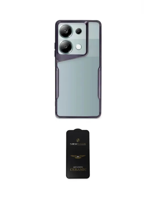 ieg™ Redmi Note 13 Pro 4G Kılıf Akış Çizgi Koleksiyonu - Siyah 6D Antistatik Mat Seramik Hayalet Nano Ekran Koruyucu