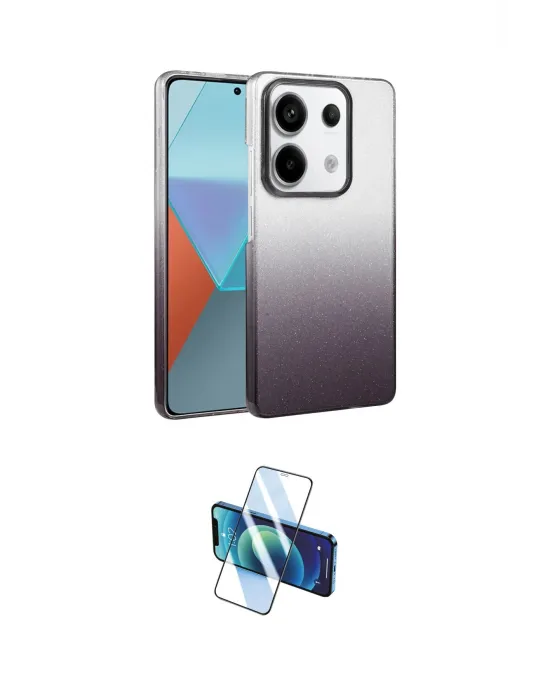 ieg™ Redmi Note 13 Pro 4G Kılıf Kıvılcım Minimal Özel Seri - Siyah 3D Antistatik Seramik Nano Ekran Koruyucu