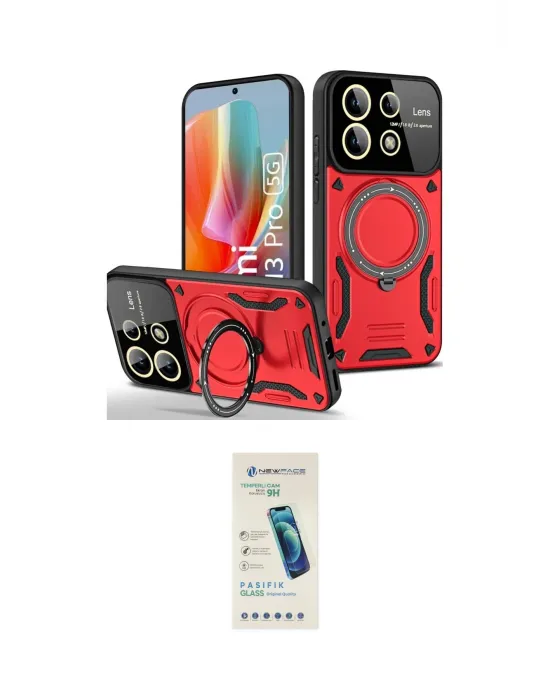 ieg™ Redmi Note 13 Pro 4G Kılıf Kıvılcım Modern Serisi - Şeffaf Pasifik Cam Ekran Koruyucu