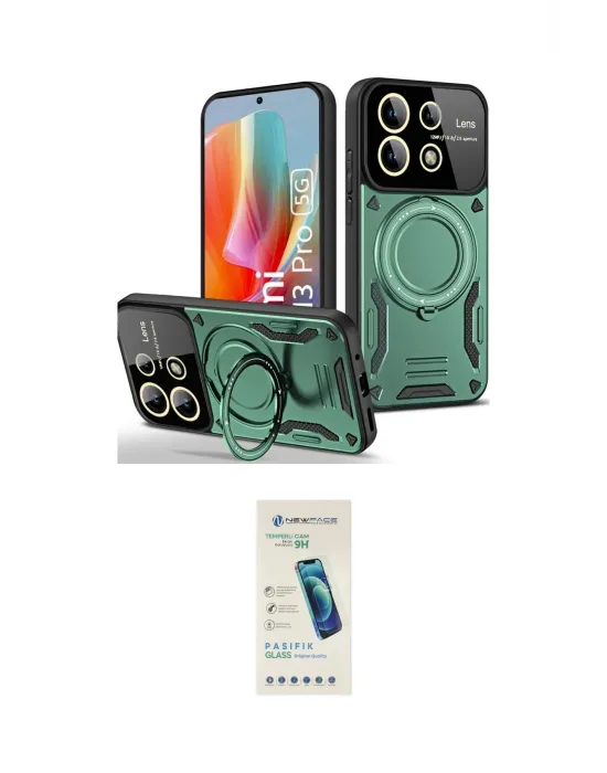 ieg™ Redmi Note 13 Pro 4G Kılıf Kıvılcım Modern Serisi - Şeffaf Pasifik Cam Ekran Koruyucu