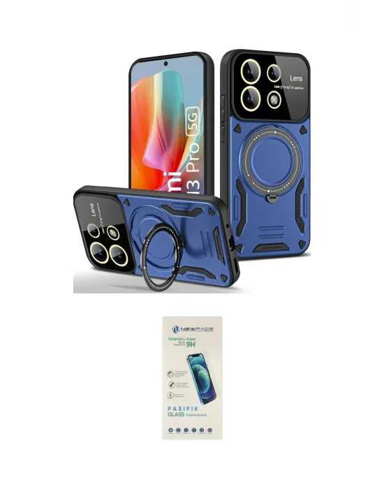 ieg™ Redmi Note 13 Pro 4G Kılıf Kıvılcım Modern Serisi - Şeffaf Pasifik Cam Ekran Koruyucu