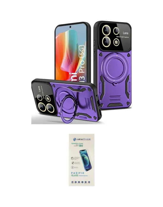 ieg™ Redmi Note 13 Pro 4G Kılıf Kıvılcım Modern Serisi - Şeffaf Pasifik Cam Ekran Koruyucu