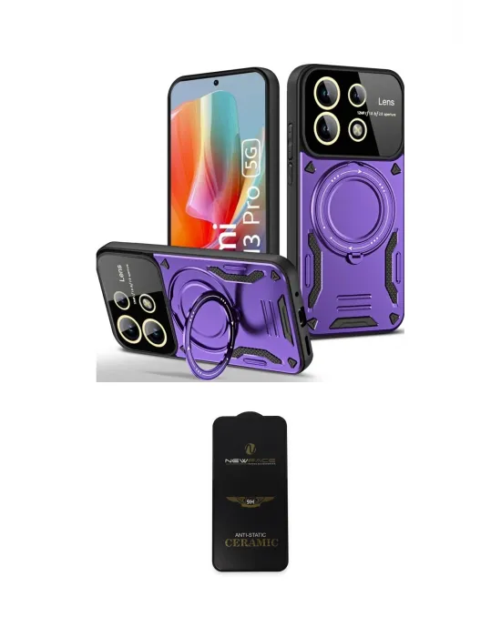 ieg™ Redmi Note 13 Pro 4G Kılıf Kıvılcım Modern Serisi - Siyah 6D Antistatik Mat Seramik Hayalet Nano Ekran Koruyucu