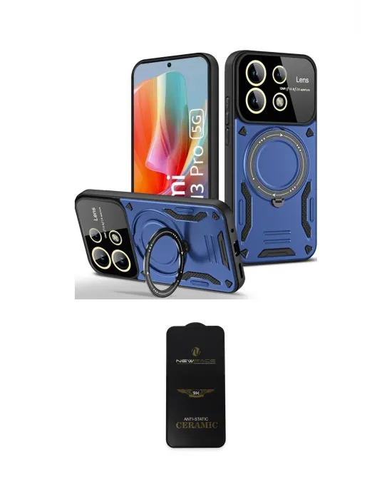ieg™ Redmi Note 13 Pro 4G Kılıf Kıvılcım Modern Serisi - Siyah 6D Antistatik Mat Seramik Hayalet Nano Ekran Koruyucu