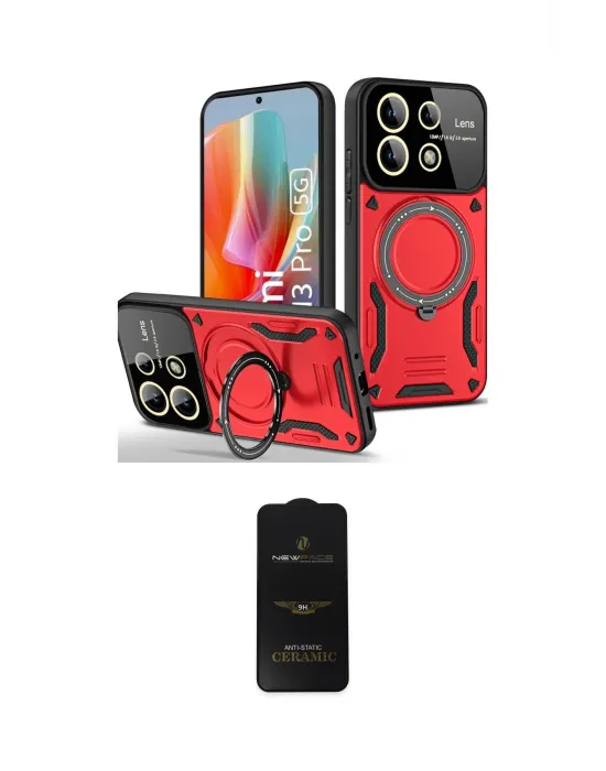ieg™ Redmi Note 13 Pro 4G Kılıf Kıvılcım Modern Serisi - Siyah 6D Antistatik Mat Seramik Hayalet Nano Ekran Koruyucu