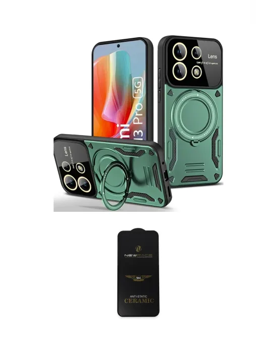 ieg™ Redmi Note 13 Pro 4G Kılıf Kıvılcım Modern Serisi - Siyah 6D Antistatik Mat Seramik Hayalet Nano Ekran Koruyucu