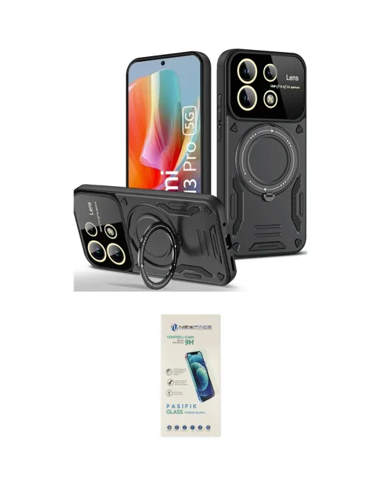 ieg™ Redmi Note 13 Pro 5G Kılıf Kıvılcım Modern Serisi - Şeffaf Pasifik Cam Ekran Koruyucu