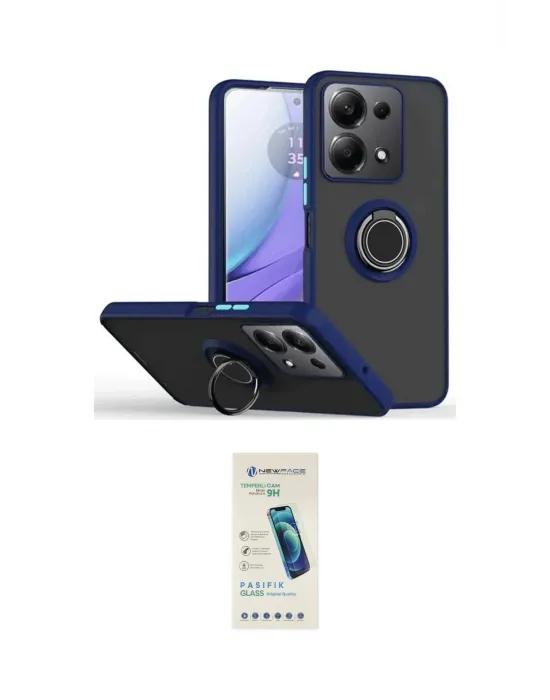 ieg™ Redmi Note 13 Pro 5G Kılıf Yörünge Çizgi - Şeffaf Pasifik Cam Ekran Koruyucu