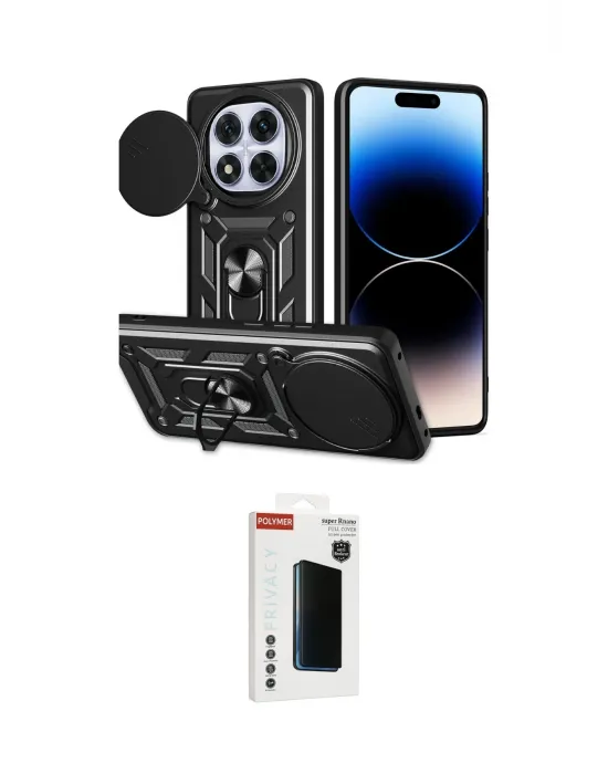 ieg™ Redmi Note 14 Pro Plus Kılıf Ahenk Klasik - Siyah Hayalet Polymer Nano Ekran Koruyucu