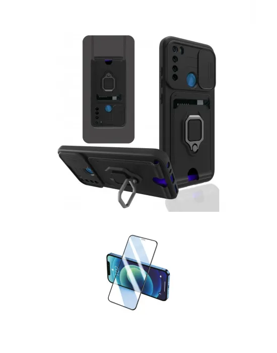 ieg™ Redmi Note 8 Kılıf Vadi Form Prime - Siyah 3D Antistatik Cam Ekran Koruyucu