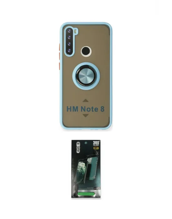 ieg™ Redmi Note 8 Kılıf Yörünge Çizgi - Şeffaf 360 Full Body Arka Koruyucu