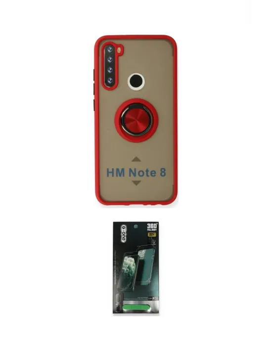 ieg™ Redmi Note 8 Kılıf Yörünge Çizgi - Şeffaf 360 Full Body Arka Koruyucu