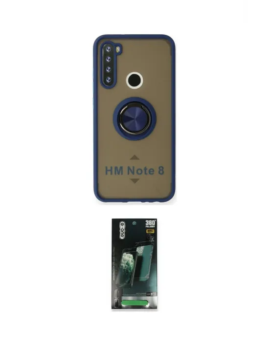 ieg™ Redmi Note 8 Kılıf Yörünge Çizgi - Şeffaf 360 Full Body Arka Koruyucu