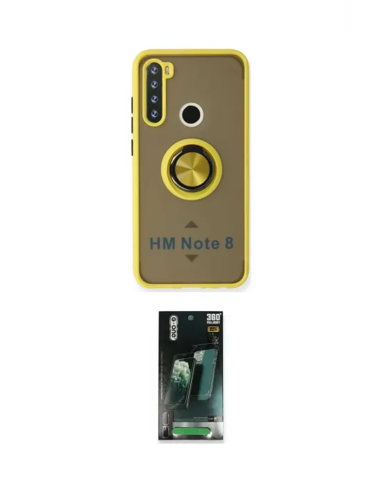 ieg™ Redmi Note 8 Kılıf Yörünge Çizgi - Şeffaf 360 Full Body Arka Koruyucu