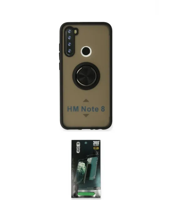 ieg™ Redmi Note 8 Kılıf Yörünge Çizgi - Şeffaf 360 Full Body Arka Koruyucu