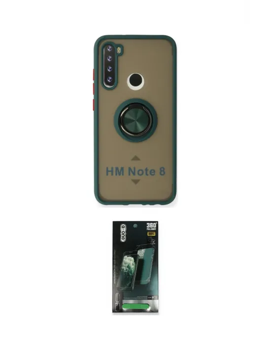 ieg™ Redmi Note 8 Kılıf Yörünge Çizgi - Şeffaf 360 Full Body Arka Koruyucu