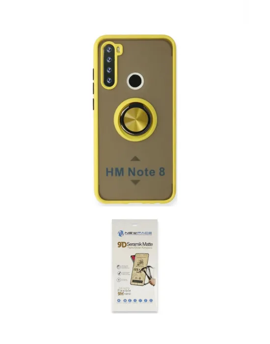 ieg™ Redmi Note 8 Kılıf Yörünge Çizgi - Siyah Mat Seramik Nano Ekran Koruyucu