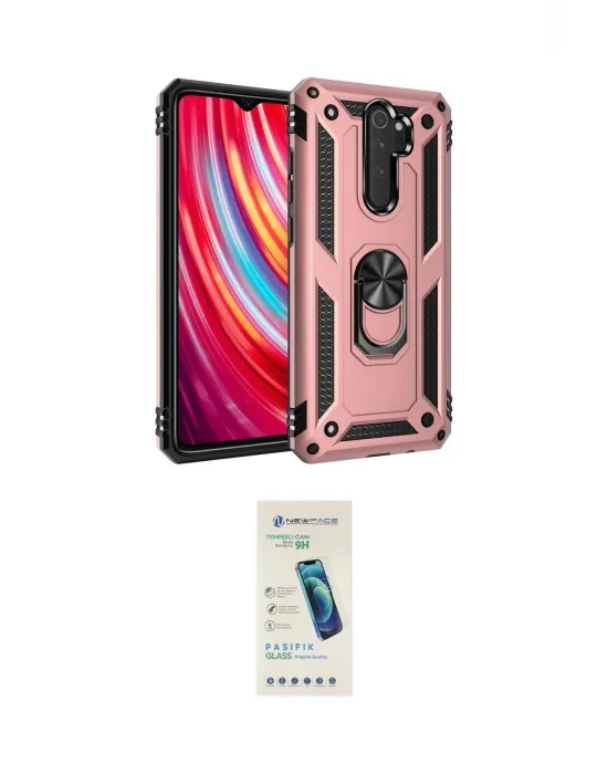 ieg™ Redmi Note 8 Pro Kılıf Ahenk Klasik Koleksiyonu - Şeffaf Pasifik Cam Ekran Koruyucu