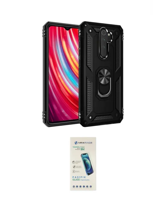 ieg™ Redmi Note 8 Pro Kılıf Ahenk Klasik Koleksiyonu - Şeffaf Pasifik Cam Ekran Koruyucu
