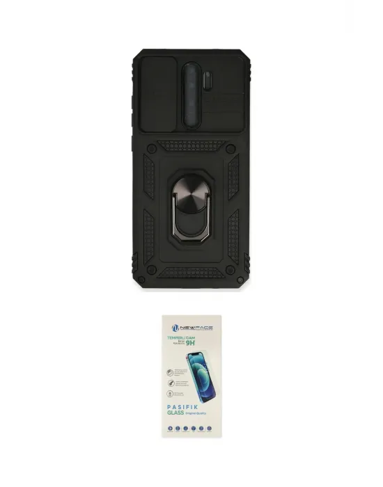 ieg™ Redmi Note 8 Pro Kılıf Ahenk Klasik - Şeffaf Pasifik Cam Ekran Koruyucu