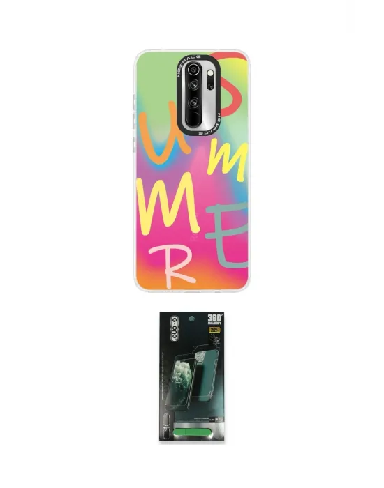 ieg™ Redmi Note 8 Pro Kılıf Siluet Çizgi Koleksiyonu - Şeffaf 360 Full Body Arka Koruyucu