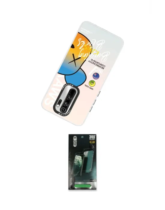 ieg™ Redmi Note 8 Pro Kılıf Siluet Çizgi Koleksiyonu - Şeffaf 360 Full Body Arka Koruyucu