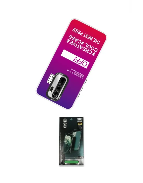 ieg™ Redmi Note 8 Pro Kılıf Siluet Çizgi Koleksiyonu - Şeffaf 360 Full Body Arka Koruyucu