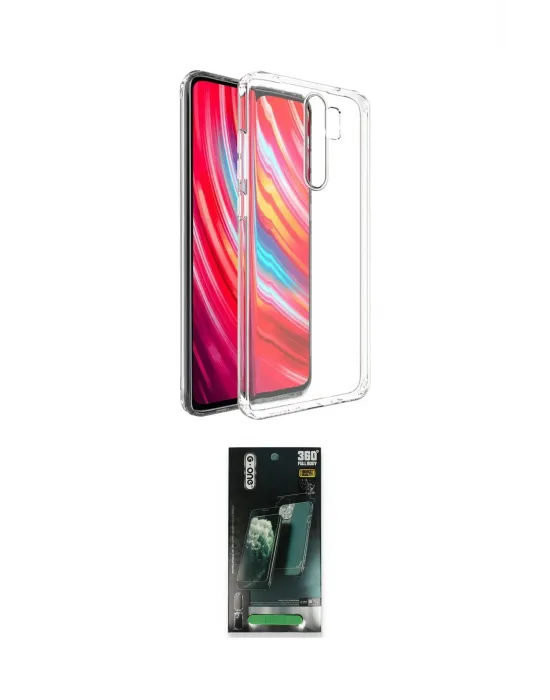 ieg™ Redmi Note 8 Pro Kılıf Zirve Doku - Şeffaf 360 Full Body Arka Koruyucu