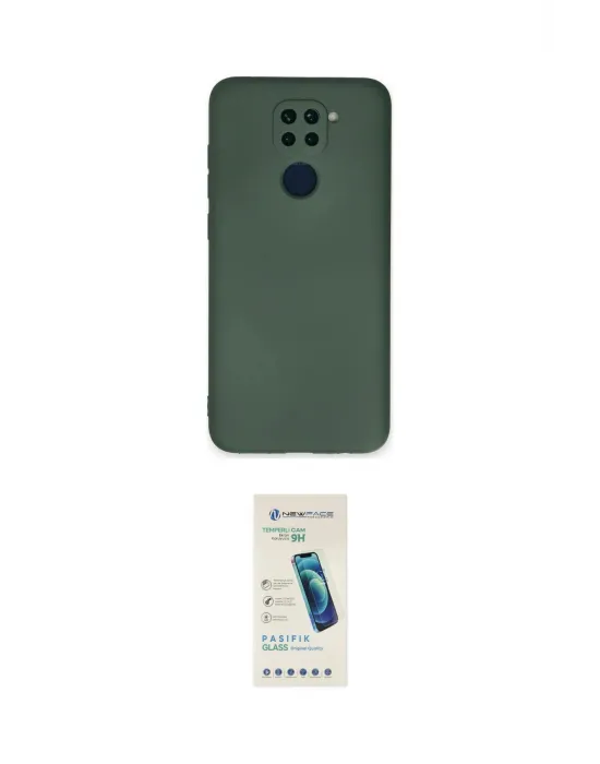 ieg™ Redmi Note 9 Kılıf Ahenk Serisi - Şeffaf Pasifik Cam Ekran Koruyucu