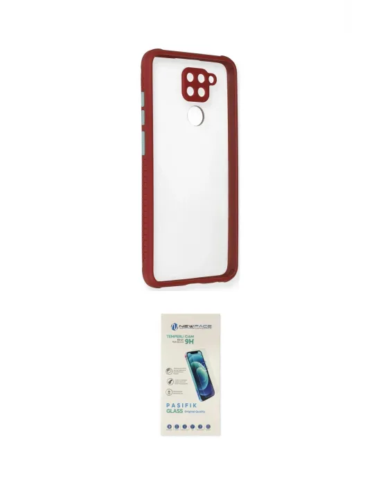 ieg™ Redmi Note 9 Kılıf Nova Asil Özel Seri - Şeffaf Pasifik Cam Ekran Koruyucu