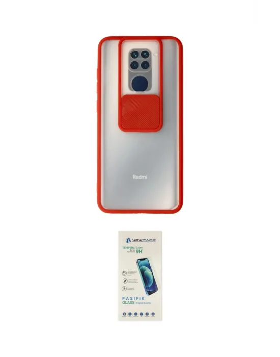 ieg™ Redmi Note 9 Kılıf Vadi Çizgi - Şeffaf Pasifik Cam Ekran Koruyucu