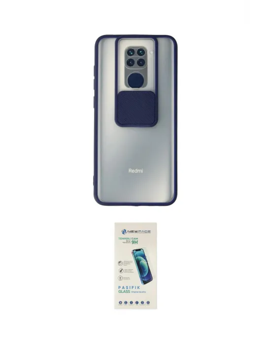 ieg™ Redmi Note 9 Kılıf Vadi Çizgi - Şeffaf Pasifik Cam Ekran Koruyucu