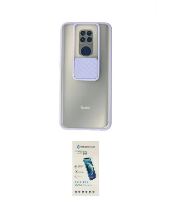 ieg™ Redmi Note 9 Kılıf Vadi Çizgi - Şeffaf Pasifik Cam Ekran Koruyucu