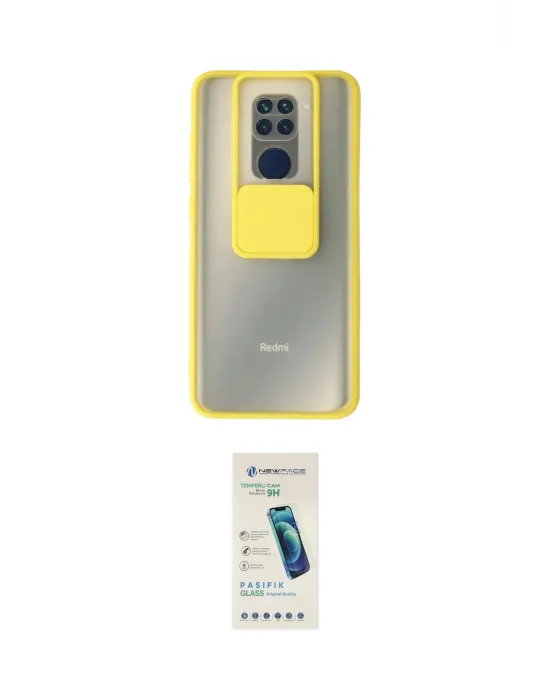ieg™ Redmi Note 9 Kılıf Vadi Çizgi - Şeffaf Pasifik Cam Ekran Koruyucu