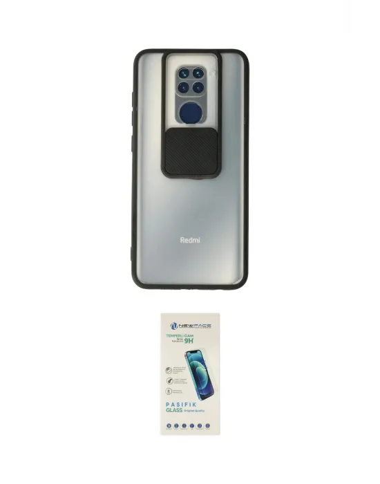 ieg™ Redmi Note 9 Kılıf Vadi Çizgi - Şeffaf Pasifik Cam Ekran Koruyucu