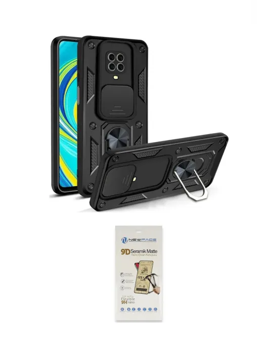 ieg™ Redmi Note 9 Pro Kılıf Ahenk Klasik - Siyah Mat Seramik Nano Ekran Koruyucu